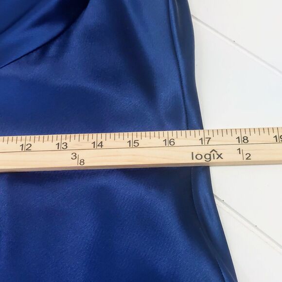 Jones New York Women's 10 Satin Draped Neckline Cocktail Dress Blue Lined Prom - Picture 8 of 9